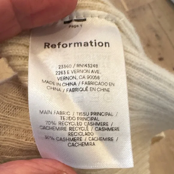 Reformation Cream Ribbed Crew Neck Sweater - Picture 4 of 4